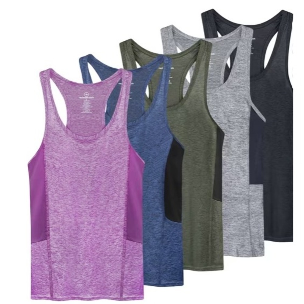 Real Essentials Womens Activewear Racerback Tank Tops 5 Pack Large